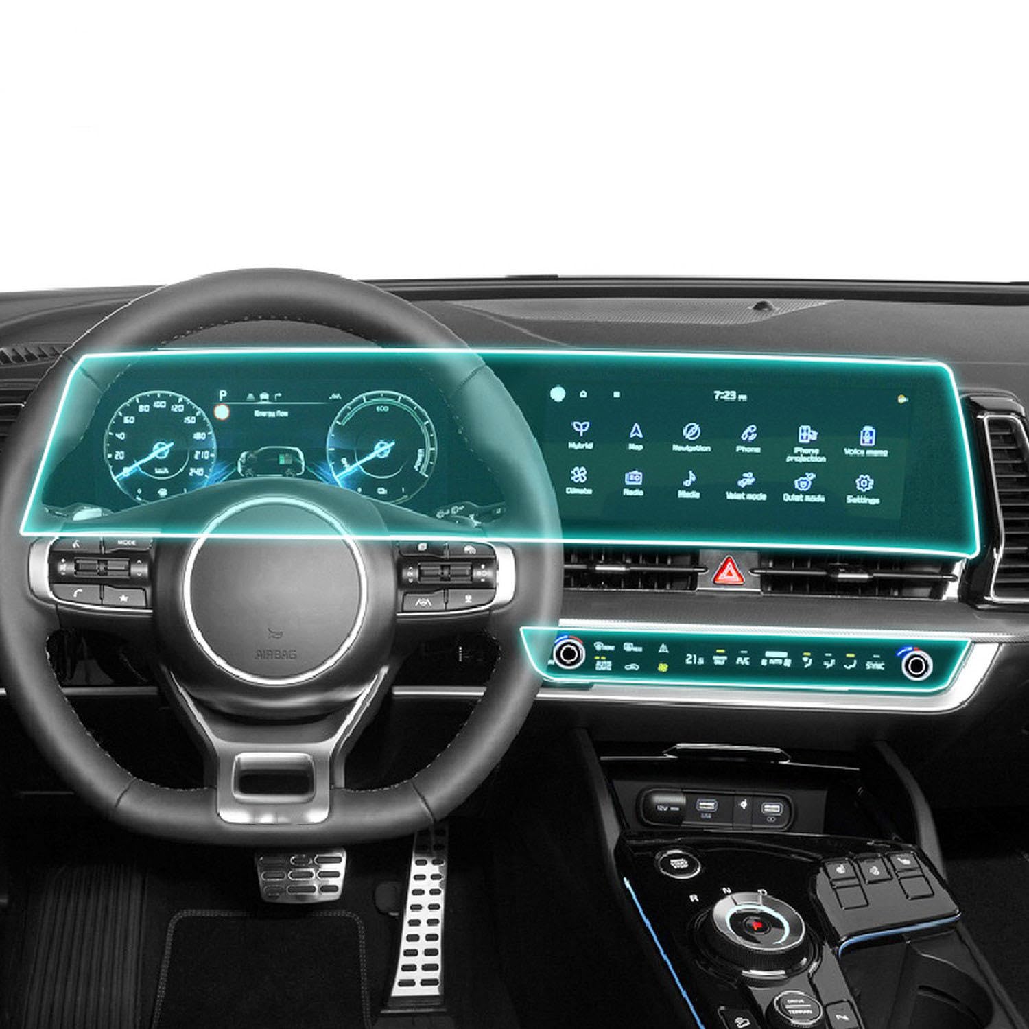 JCAKES Auto-Navigations-Displayschutzfolie LCD-Display-Filmabdeckung Autozubehör Innenraum TPU transparente Folie Refit, für Kia EV6 EV 2021-2023 von JCAKES