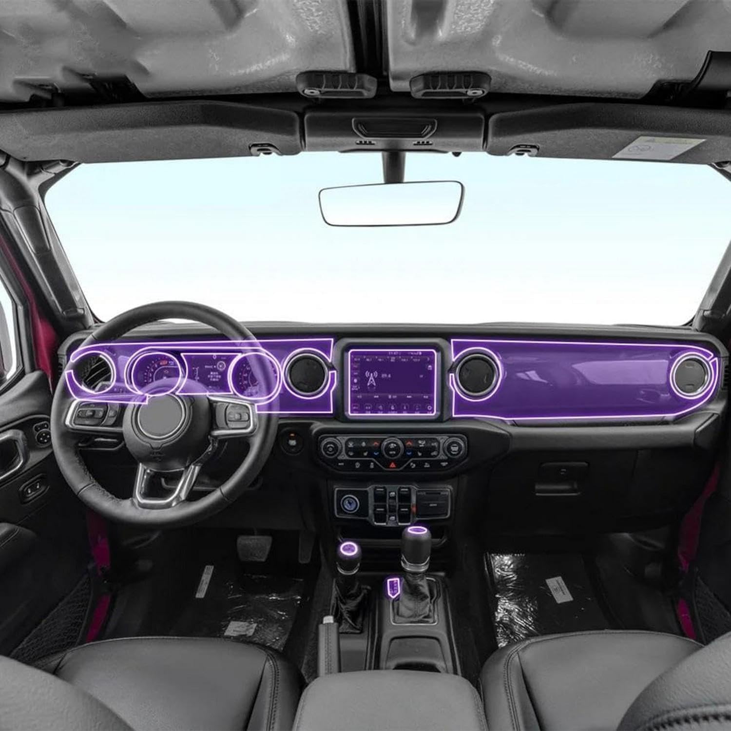 JCDZSW Auto-Innen-Mittelkonsole, transparente TPU-Lack-Schutzfolie, Anti-Kratz-Aufkleber, LCD-Folie, für Jeep Wrangler Rubicon 2022–2024 von JCDZSW