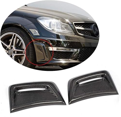 JCING Kohlefaser Frontstoßstange Lüftungsschlitz-Abdeckungen passend für Mercedes Benz C-Klasse W204 C63 AMG Limousine 2012–2014 Seitliche Kotflügel-Lüftungsöffnungen Lufteinlassabdeckungen von JCING