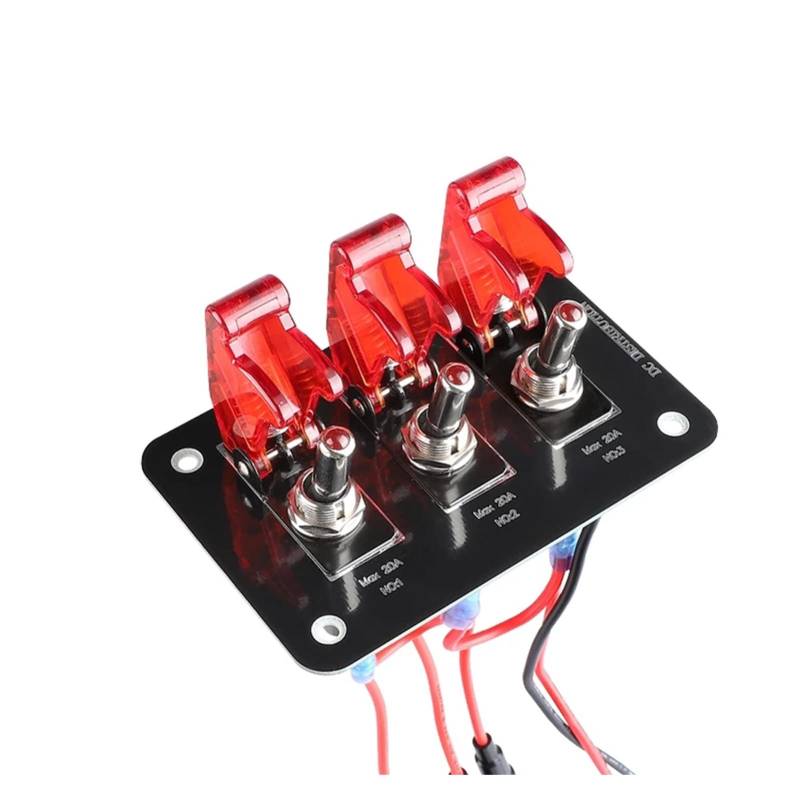 JCVHVOPOK 12 / 24V 3-Gang-Auto LED Racing Car Zündmaschine Start- / Aus-Start-Taste TOGGLE Switch-Panel for 20A-Sicherung Wasserdichtes Cover Schiff Auto Schalter und Relais von JCVHVOPOK