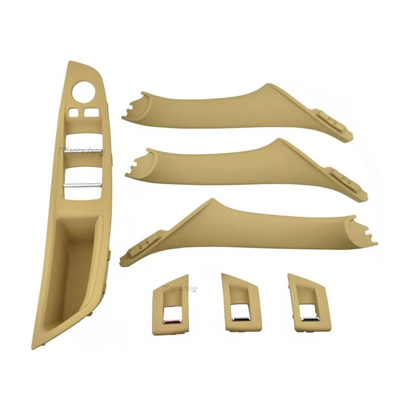 JCVHVOPOK Innentür Kohlefaser-Zuggriff Fensterschalter-Panel-Set Fit For BMW 5. Serie F10 F11 F18 52 0I 523i 525i 528i 535i Innentürgriff(Beige 7pcs) von JCVHVOPOK