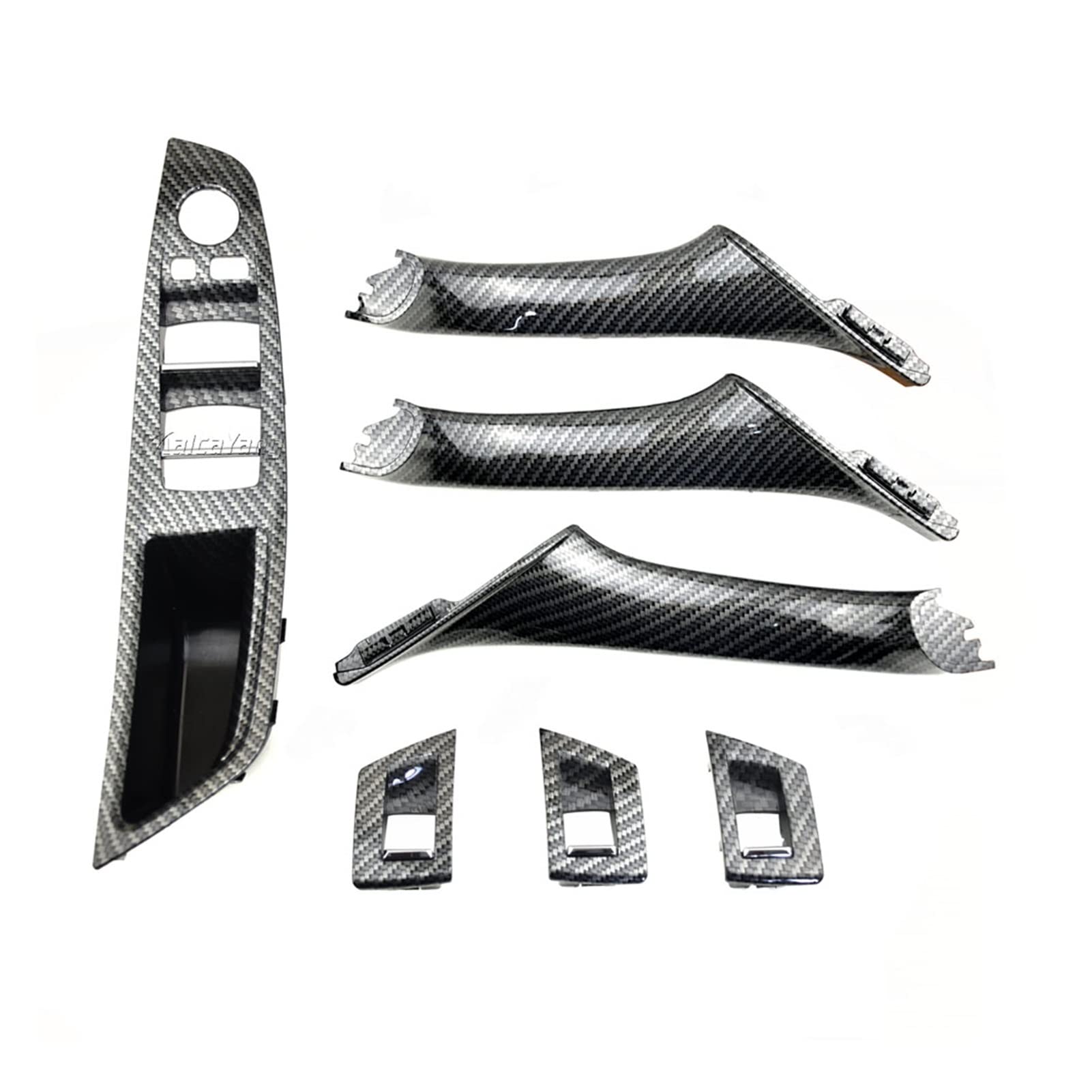 JCVHVOPOK Innentür Kohlefaser-Zuggriff Fensterschalter-Panel-Set Fit For BMW 5. Serie F10 F11 F18 52 0I 523i 525i 528i 535i Innentürgriff(Carbon 7pcs) von JCVHVOPOK