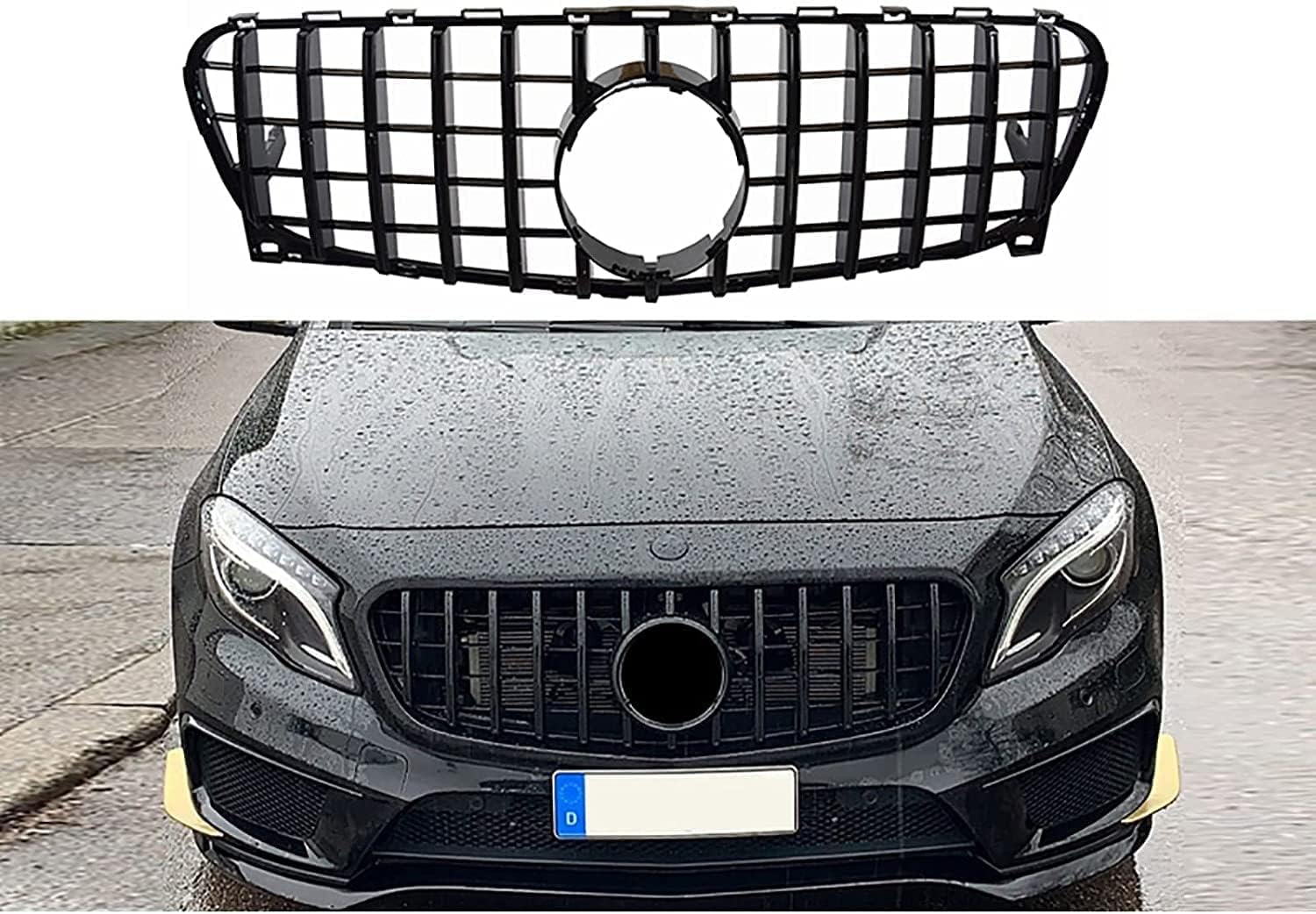 Auto Front Stoßstange Kühlergrills für Mercedes Benz GLA GT GTR GLA180 GLA200 GLA250 GLA45 GLA Class X156 2014-2018, Lüftungsgitter Kratzfest Wasserdicht Styling Zubehör,A/Black-A/2014-2016 von JCVT