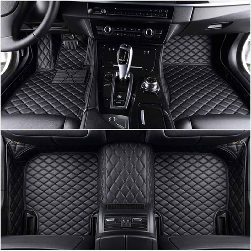 Auto Leder Fußmatten für Audi SQ5 1. Generation 8R 2012 2013 2014 2015 2016 2017, Allwetter wasserdichte Und Verschleißfeste Innenzubehör,A/Black von JCVT