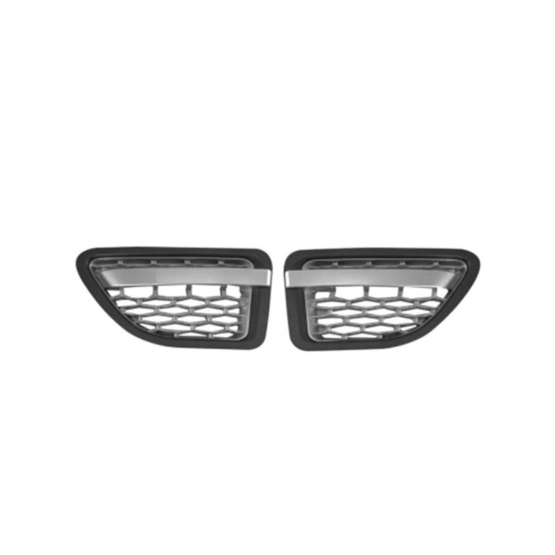 JCVXOELT 2Pcs Auto Vorderseite Kotflügel Air Vent Grille Grill ABS Kompatibel for Land Rover L320 Range Rover Sport 2005 2006 2007 2008 2009(Black Black Silver) von JCVXOELT