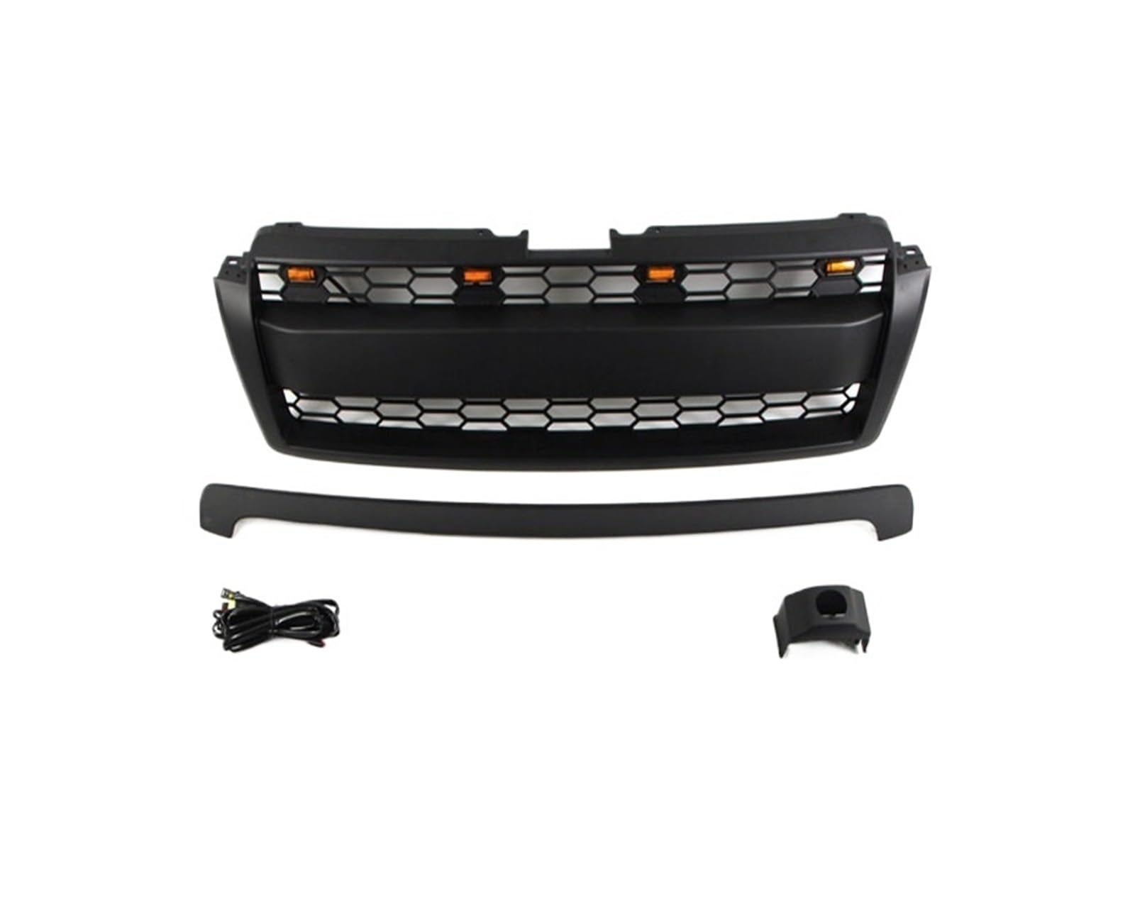 JCVXOELT Auto Vorderen Stoßfänger Oberen Kühlergrill Kompatibel for Toyota Land Crusier Prado Fj150 2010-2013 Mit Bernstein Lichter ABS(Black with Lights) von JCVXOELT