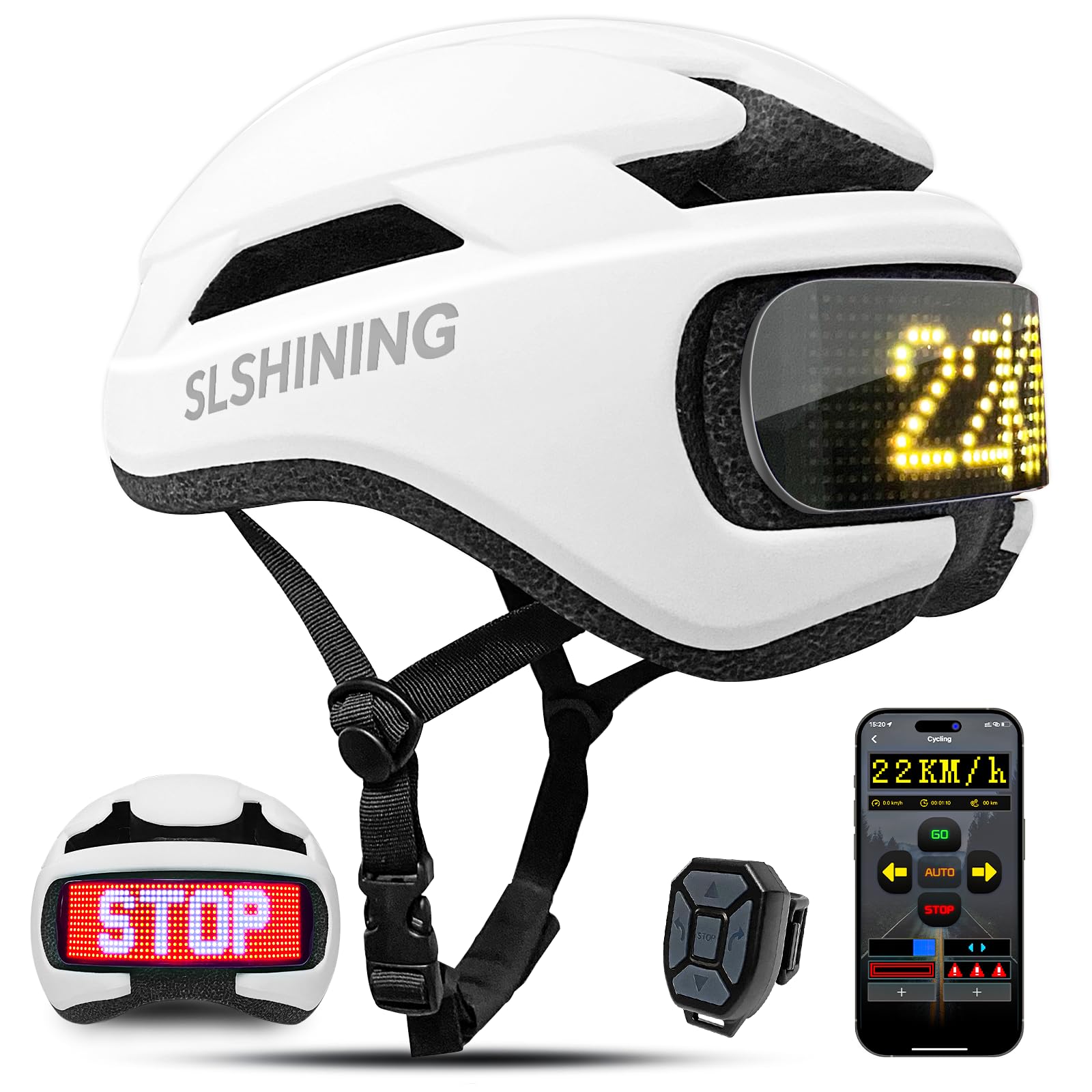 JDBMAOYE Fahrradhelm, für Erwachsene, Herren, mit Smart-Display, Mountainbike-Helm mit App/Fernbedienung, Fahrradhelm mit Blinkern, Tacho, programmierbare Grafik von JDBMAOYE