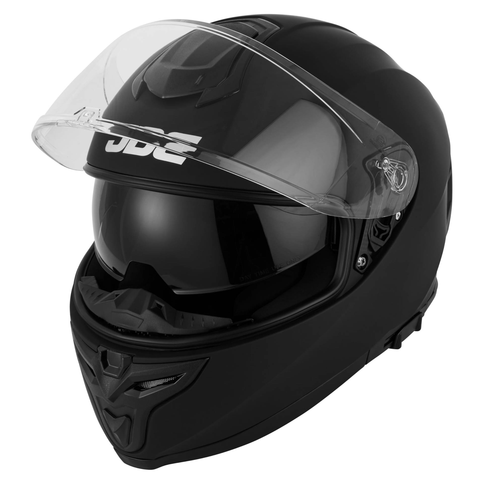 JDC Motorradhelm Full Face - Einziehbares Doppelvisier ECE 22.06 - Sabre - Mattschwarz - M von JDC