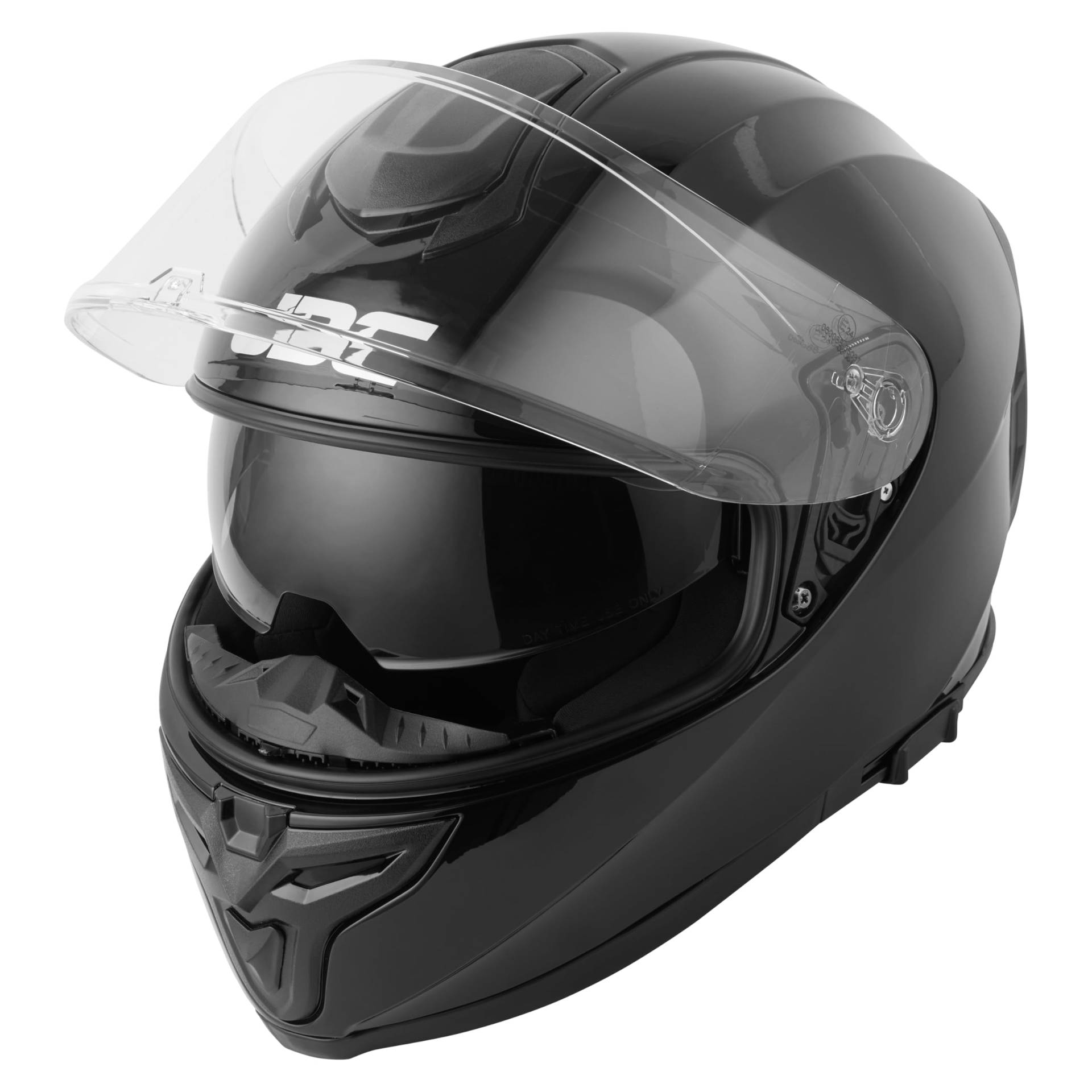 JDC Motorradhelm Full Face - Einziehbares Doppelvisier ECE 22.06 - Sabre - Schwarz - L von JDC