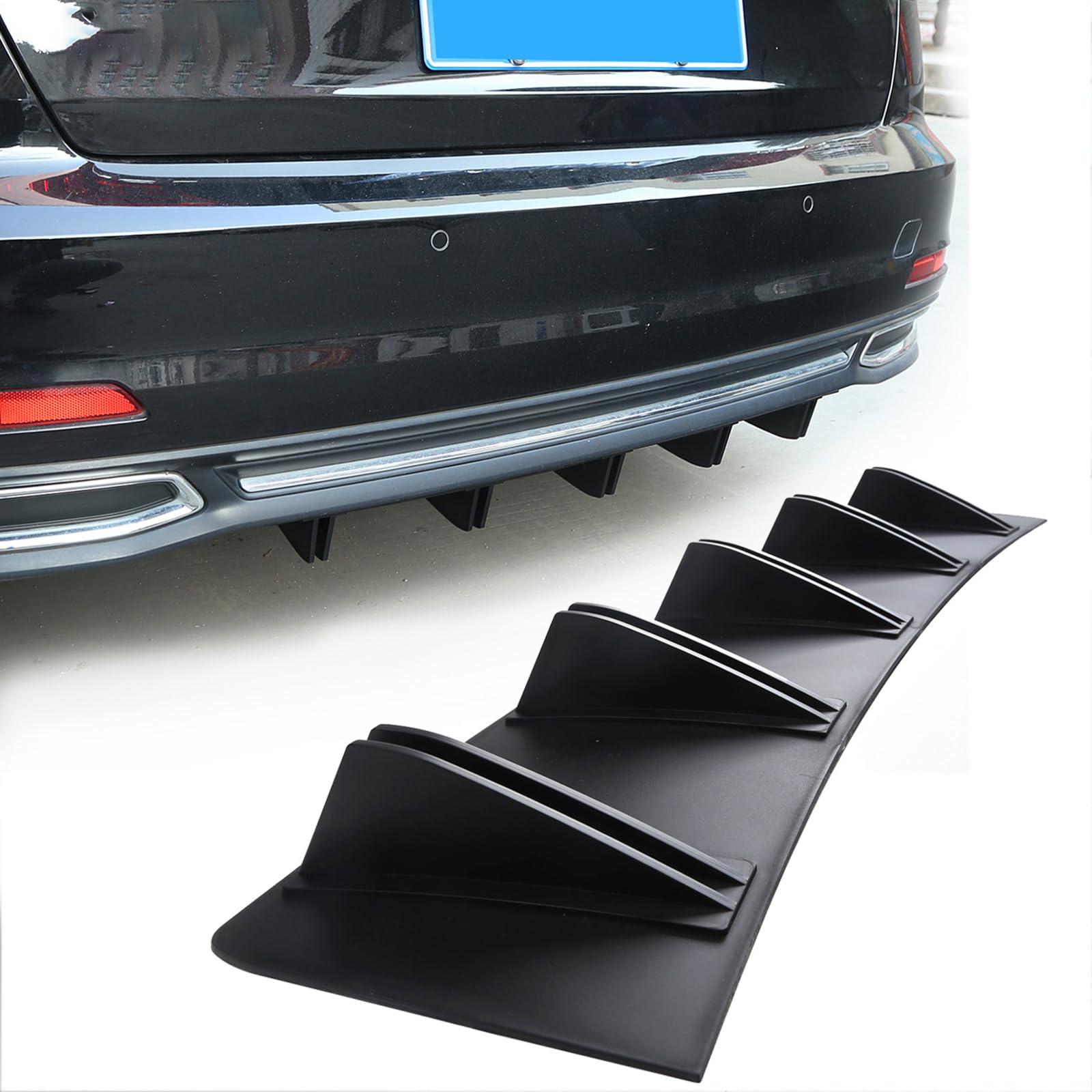 Auto Heckstoßstange Rahmen Shark Fin Wing Spoiler für Audi A4 Avant 2013 2014 2015 2016 2017 2018 2019 2020 2021 2022 2023 2024, Diffusor Shark Fin Spoiler Auto Zubehör,Black von JDHEYTRFH