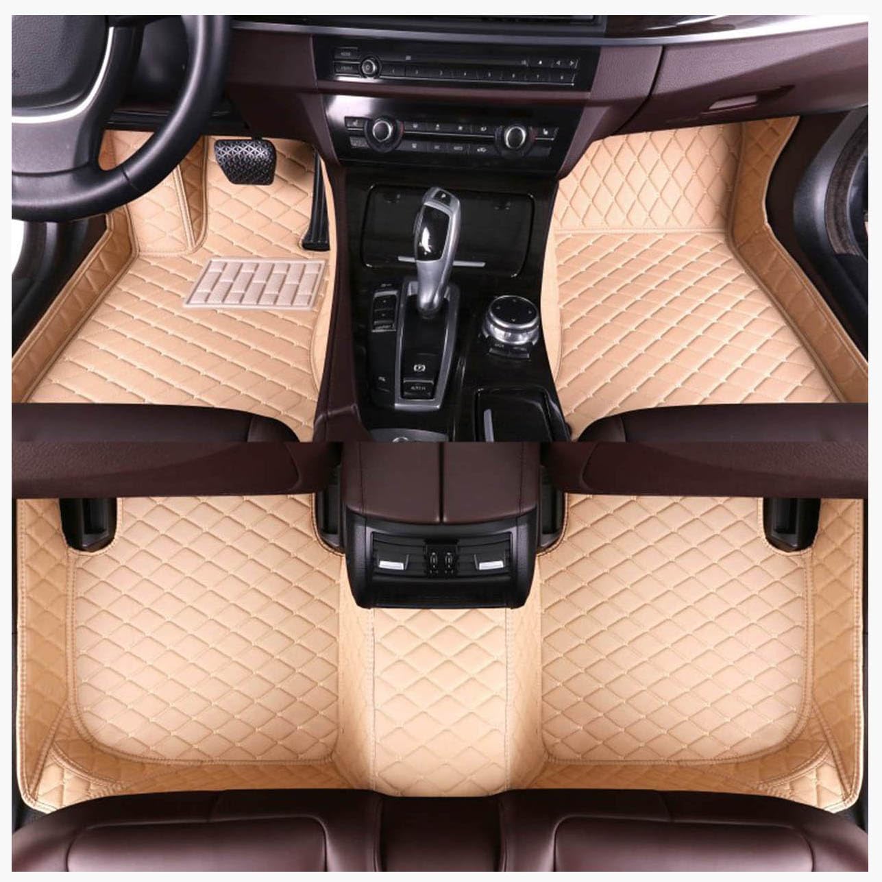 Auto FußMatten für Audi Q7 (4seats 2005-2015(LHD), Allwetter Automatten wasserdichte rutschfeste Auto-Fußmatten Autoteppich Vorne Hinten Schutz Teppich Zubehör,A Beige von JDIAOAPG