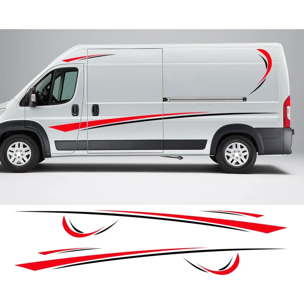 6 Teile/los Autoaufkleber Grafiken Sport Vinyl Streifen Camper Van Aufkleber, Für Peugeot, Für Boxer, Für Citroen, Für Jumper, Für FIAT Ducato Zubehör von JDQTPOET