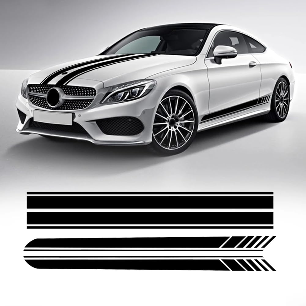 Auto Motorhaube Motorhaube Streifen Aufkleber Seitenstreifen Rock Aufkleber, für M=ercedes B=ENZ ACE GLA CLA CLS GLC Klasse AMG A45 W205 C63 W177 von JDQTPOET