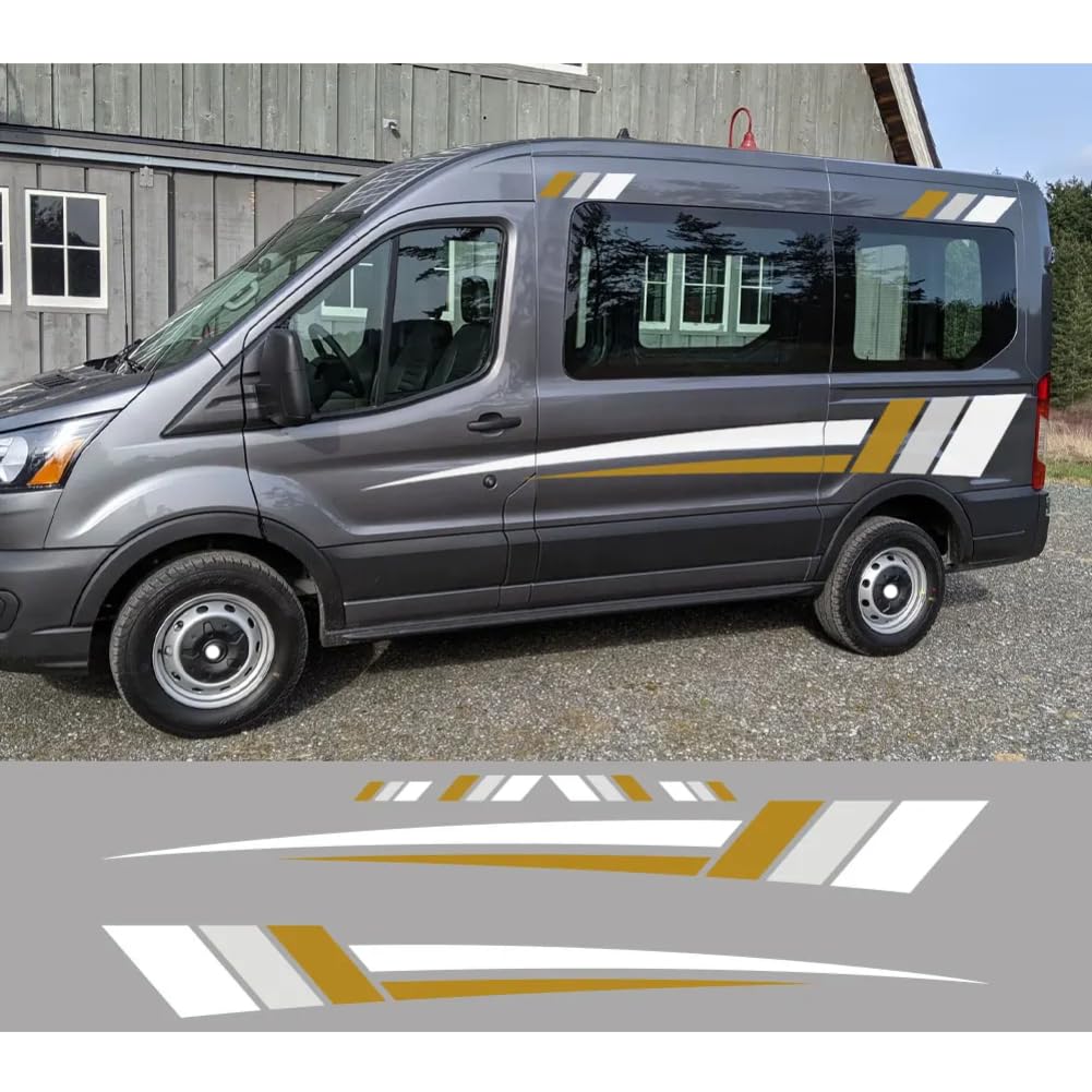 Seitenaufkleber für die Karosserie, für Ford Transit MK8 2014-2021, Grafikstreifen, Wohnmobil-Grafiken, Sport-Vinyl-Aufkleber, Tuning-Zubehör von JDQTPOET