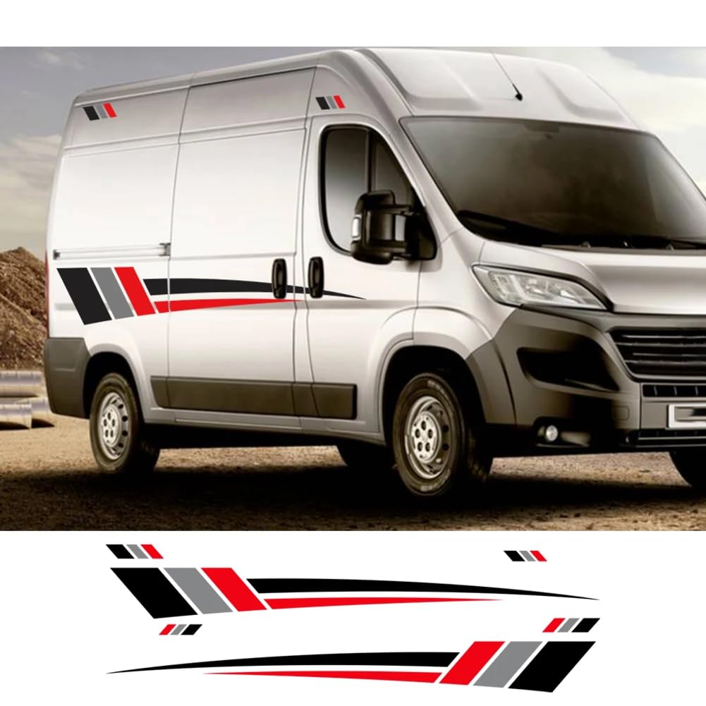 Van Camper Karosserieseitenaufkleber, Für Peugeot, Für Boxer, Für Citroen Jumper, Für FIAT Ducato Wohnmobilstreifen Grafikaufkleber Autozubehör von JDQTPOET