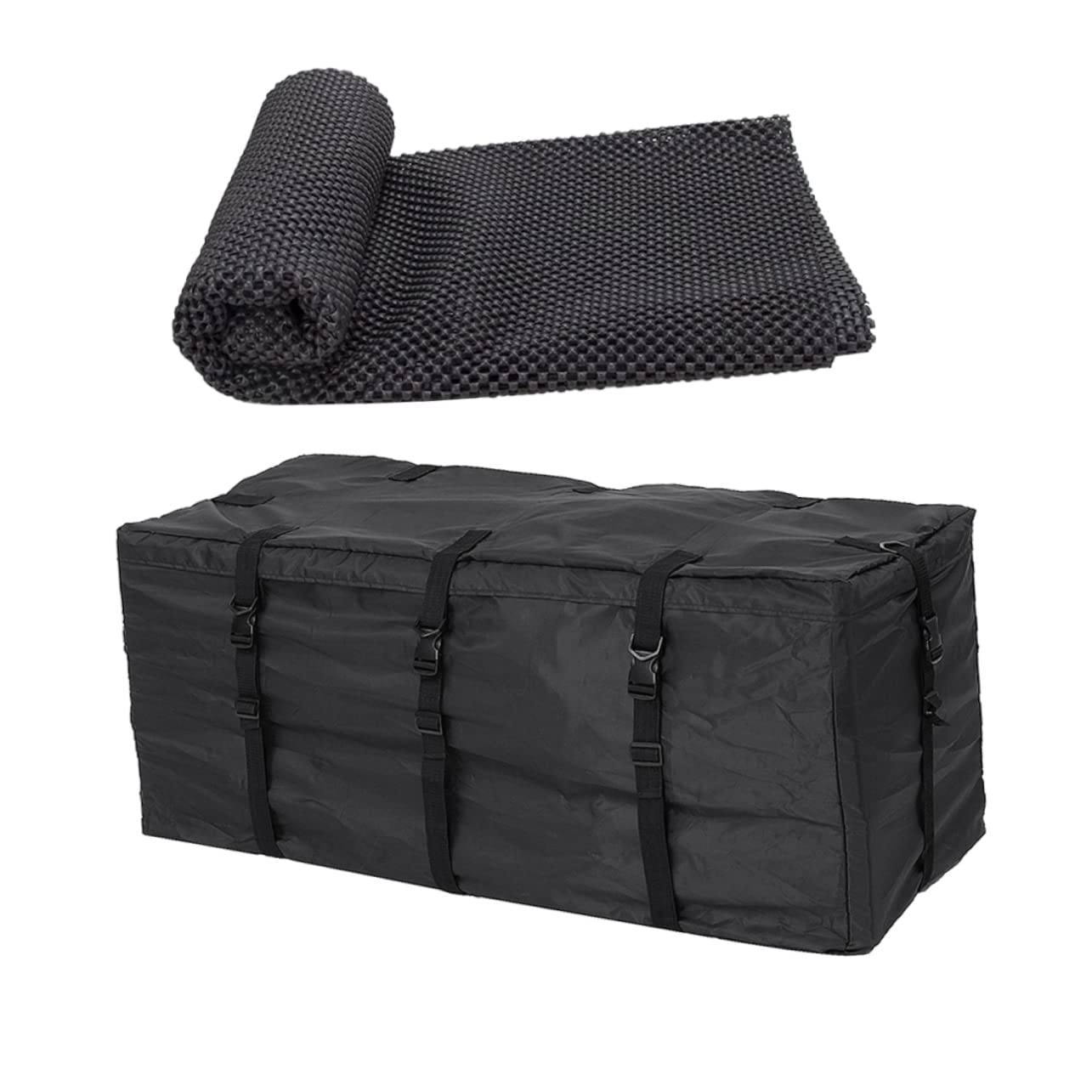 JECOMPRIS 1 Satz Dach gepäck Tasche stabmixwe dachbox Auto car Luggage Bag Gestell große Seesack für die Reise Korb wasserdichte Autodachtasche Gepäcktasche auf dem Dach des Autos 600d Black von JECOMPRIS