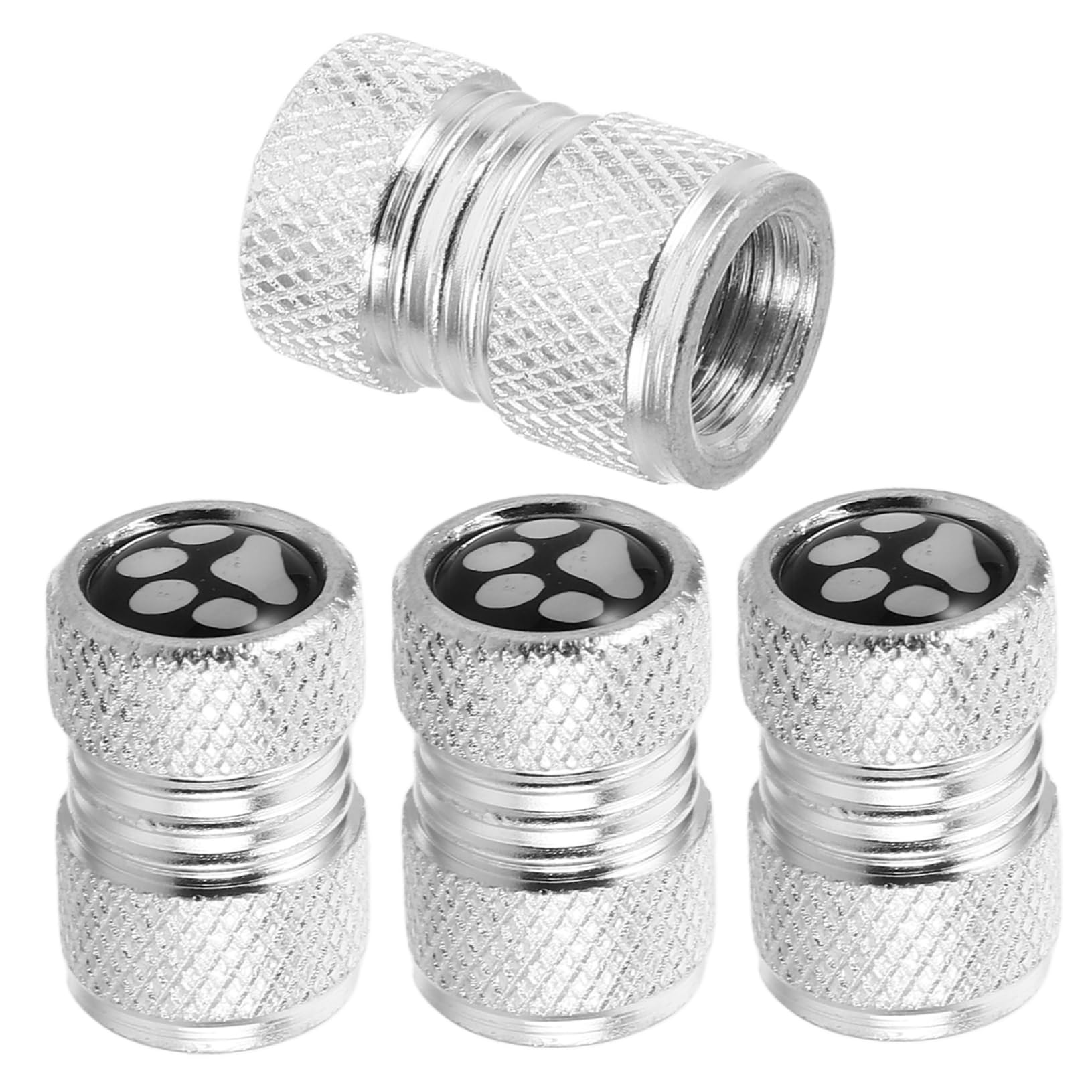 JECOMPRIS 4pcs Auto Reifenventilkappe Luftkappen Für Autoreifen Schaftventilkappen LKW-Accessoires Für Damen Ventilschaftabdeckung Luftkappenabdeckung Für Motorräder Metall Silver von JECOMPRIS