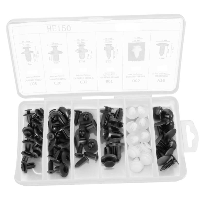 JECOMPRIS Auto Kotflügel Befestigungsclips Set Schwarze Moulding Retainer Clips Und Rivets Für Fahrzeugverkleidung Stoßstange Und Karosserie Autozubehör Für Einfache Montage von JECOMPRIS