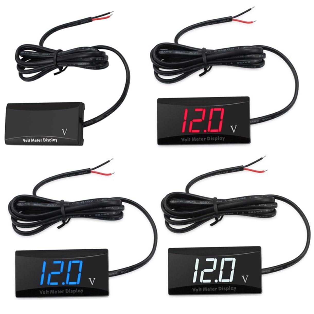 JECOMPRIS Digitales Voltmeter Digitalanzeige Voltmeter Voltmeter Batteriespannungsmesser Voltmeter digital Wasserdichtes Auto-Voltmeter DC 12V Voltmeter Messgerät rot von JECOMPRIS