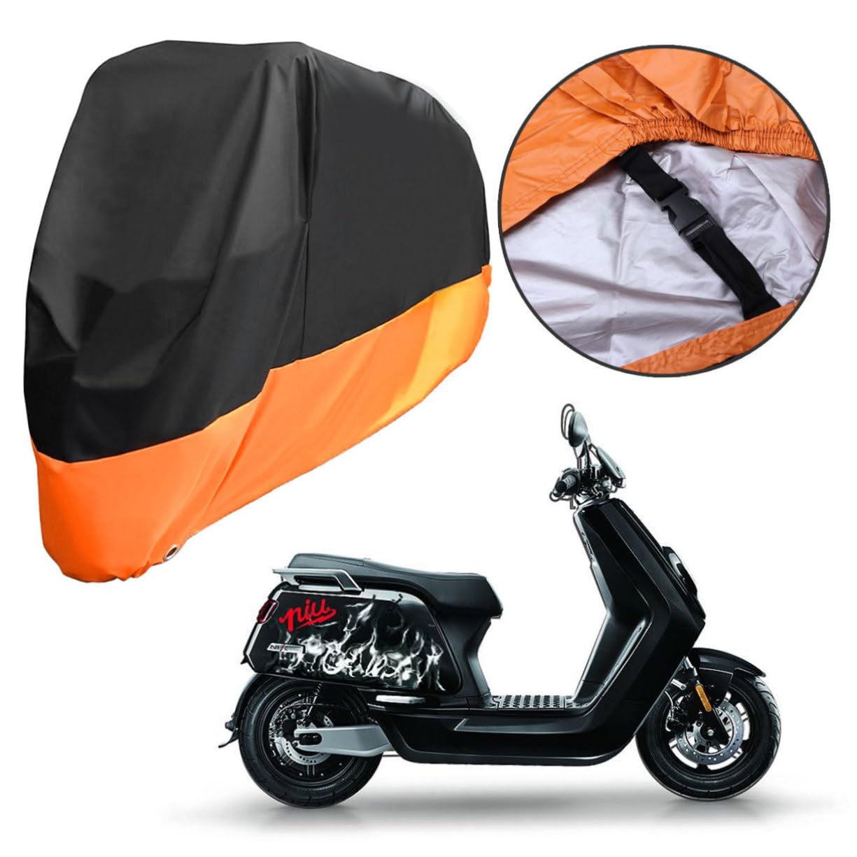 JECOMPRIS wasserdichte Motorradabdeckung Motorradständer Undurchlässiger para Regen-uv-atmungsaktive Motorradabdeckung Outdoor-Indoor-motorradabdeckung Rollerabdeckung Orange von JECOMPRIS