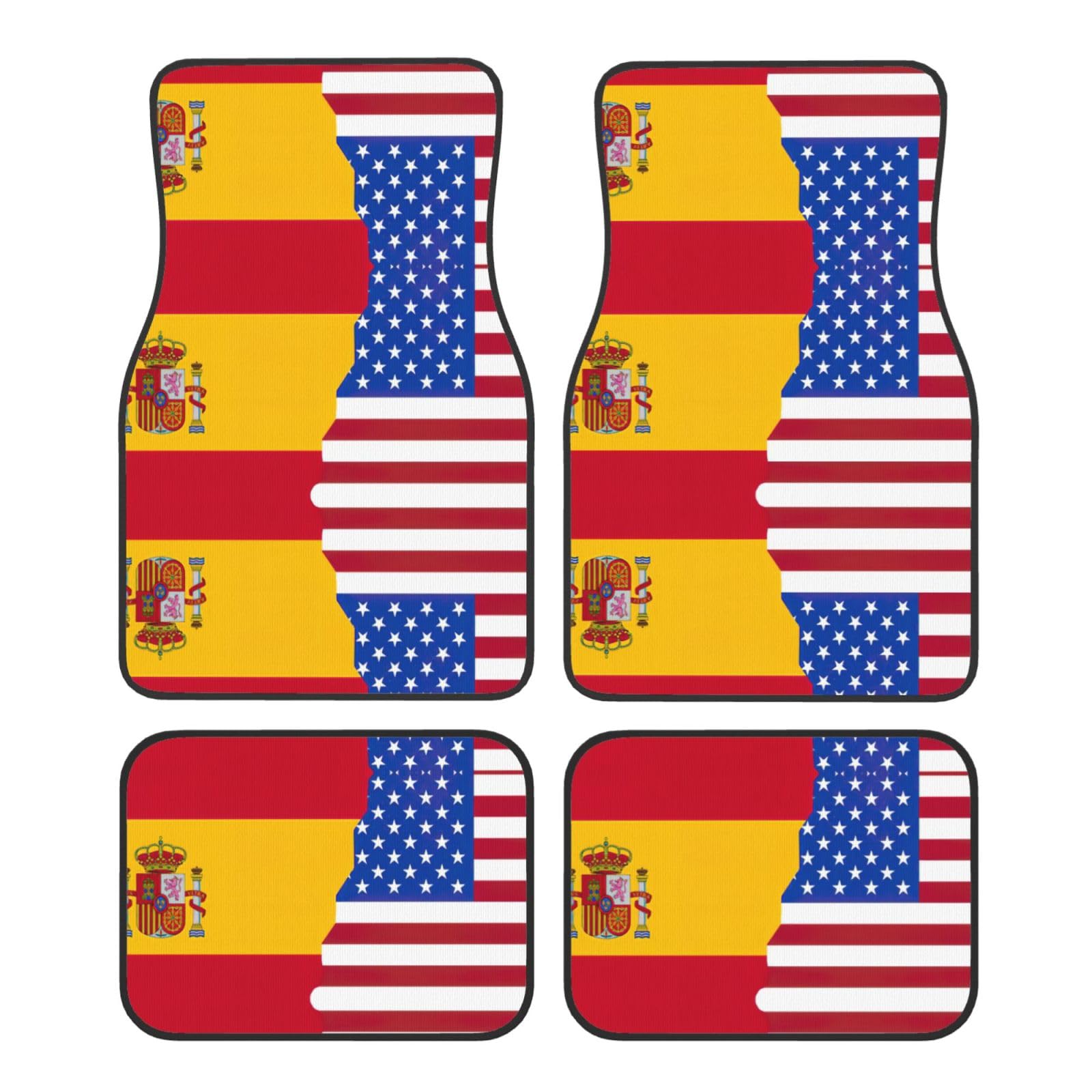 Autoteppich-Set mit amerikanischer Spanien-Flagge, Premium-Qualität, Teppich-Fußmatten für Autos, Autozubehör von JEJEA