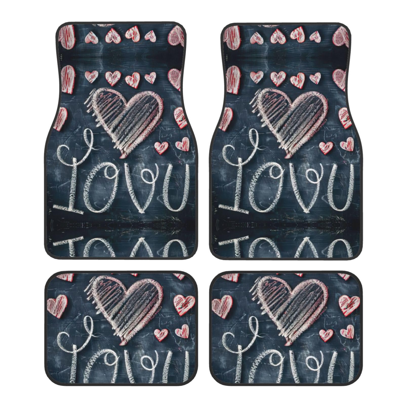 I Love You Words with Hearts print Auto Carpet Mat Set Premium Quality Carpet Vehicle Floor Mats for Cars Auto Accessories von JEJEA