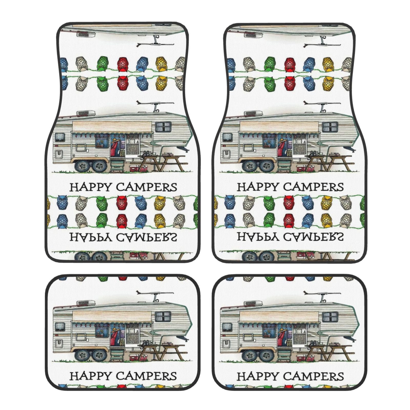 Teppichmatten-Set "Happy Camper", Premium-Qualität, Teppich, Fahrzeug-Fußmatten für Autos, Autozubehör von JEJEA