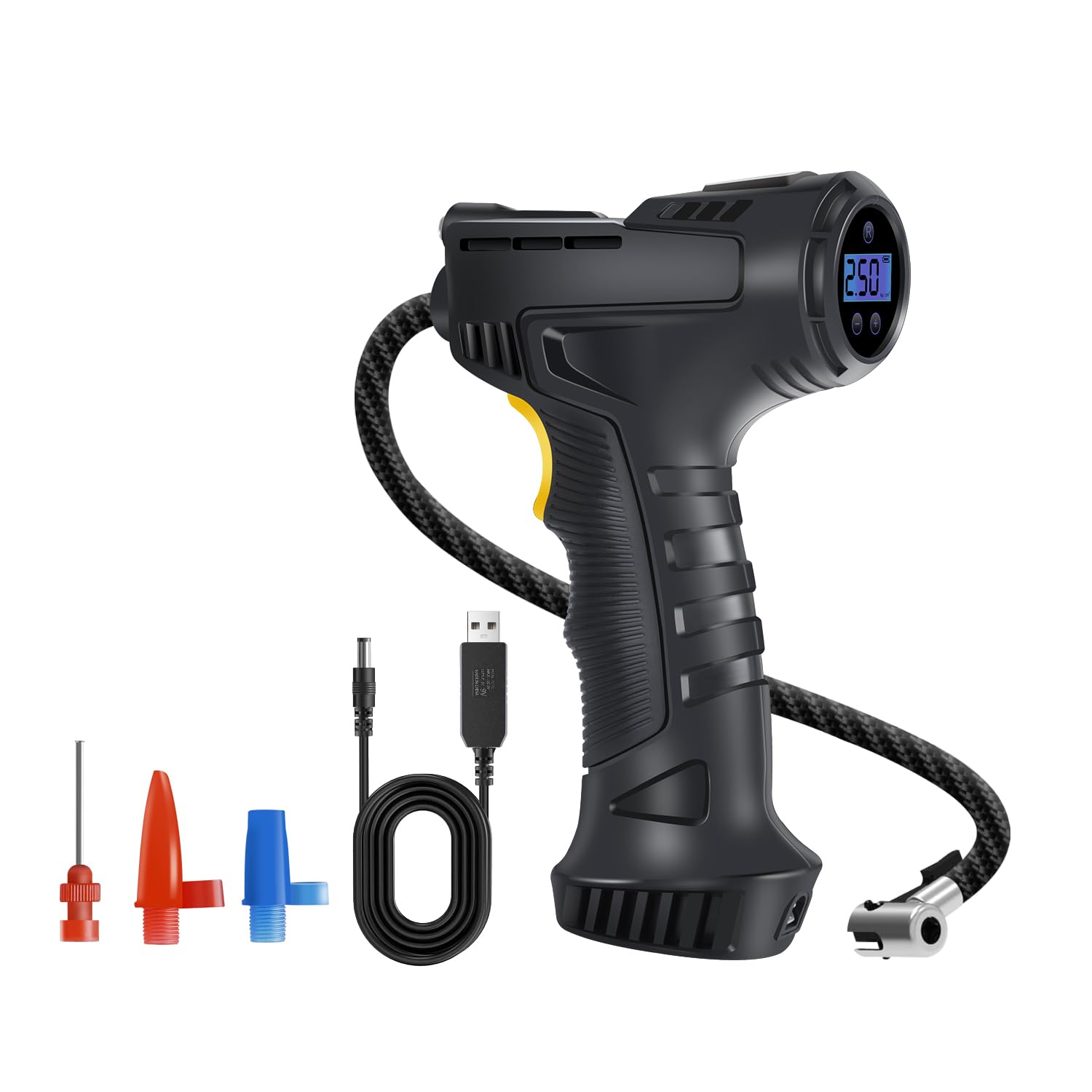 JENABOM Kabelloser Luftkompressor Reifen Inflator Pumpe kku Autokompressor Auto-Stopp Tragbar Handheld 12V Digitalanzeige für Fahrrad Motorrad Auto Ball 1800 * 2mah von JENABOM