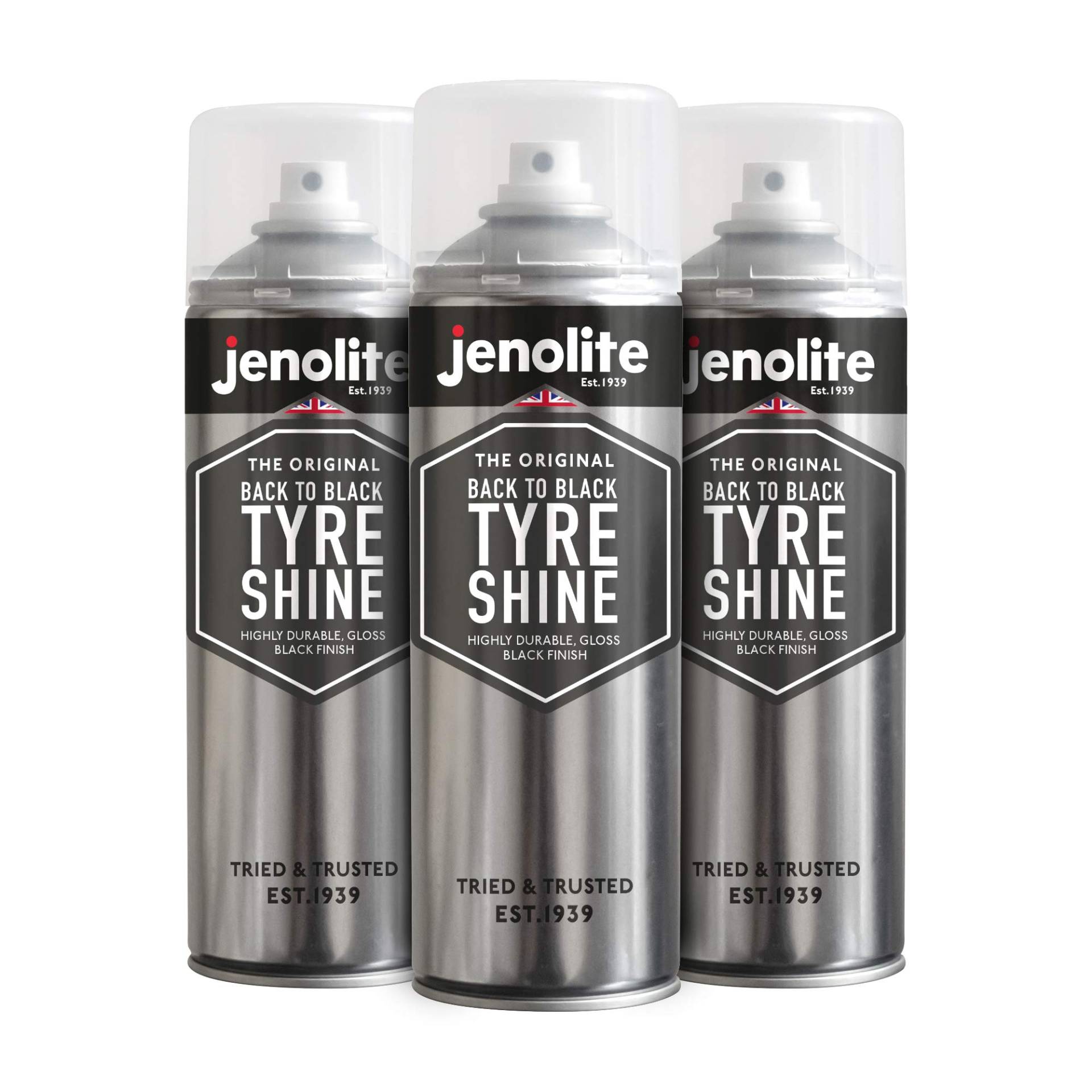 JENOLITE Zurück zu Schwarz Reifenglanzspray | Stellt Reifen Wieder her und schützt sie | Sofortiges Reifendressing | Langanhaltender Wet-Look-Glanz | 3 x 500 ml von JENOLITE
