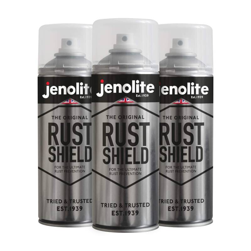 JENOLITE Rust Shield Aerosol-Klarlack | schützt vor Rost und Korrosion | ideal für Autos, Motorräder, Ornamente, blankes Metall und Lack | 3 x 400 ml von JENOLITE