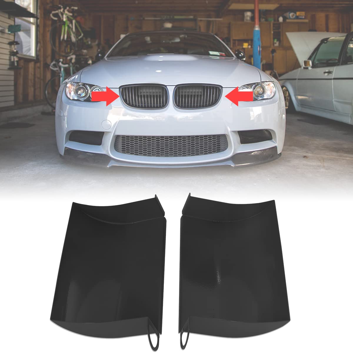 JESTOP 2 Stück Dynamische lufteinlass schaufel, Aluminum Luftstrom Ansaugdeckel, Dekorative Vent Hood Cover Kaltluftansaugsystem für BMW 3er, E90/91/92/93 316d, 318d, 320d, 325d, 330d, 335d, 316i, M3 von JESTOP