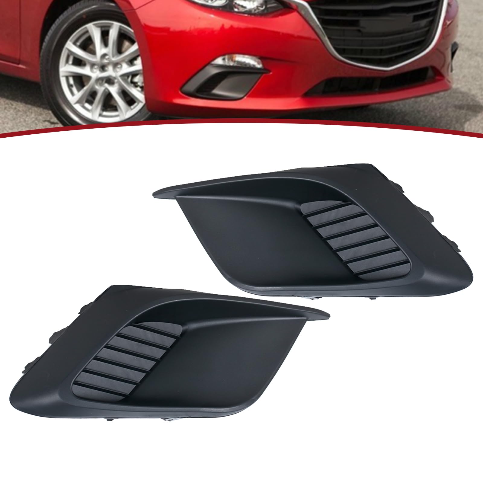 JESYMBX Für Mazda 3 Axela 2014–2016, Frontstoßstange, Nebelscheinwerfer, Kühlergrill, Zierleiste, Rahmenhaube, kein Loch, links und rechts von JESYMBX