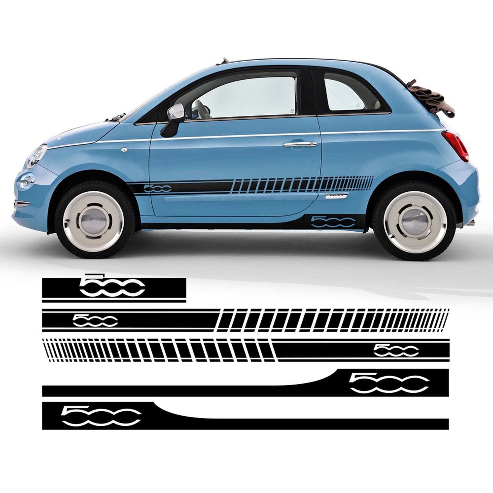 JEZOE Autotür Seitenstreifen Rock Hood Cover Aufkleber Vinyl Body Kit Aufkleber, für FIAT 500 Abarth 595 695 500C 500e Vintage Zubehör von JEZOE