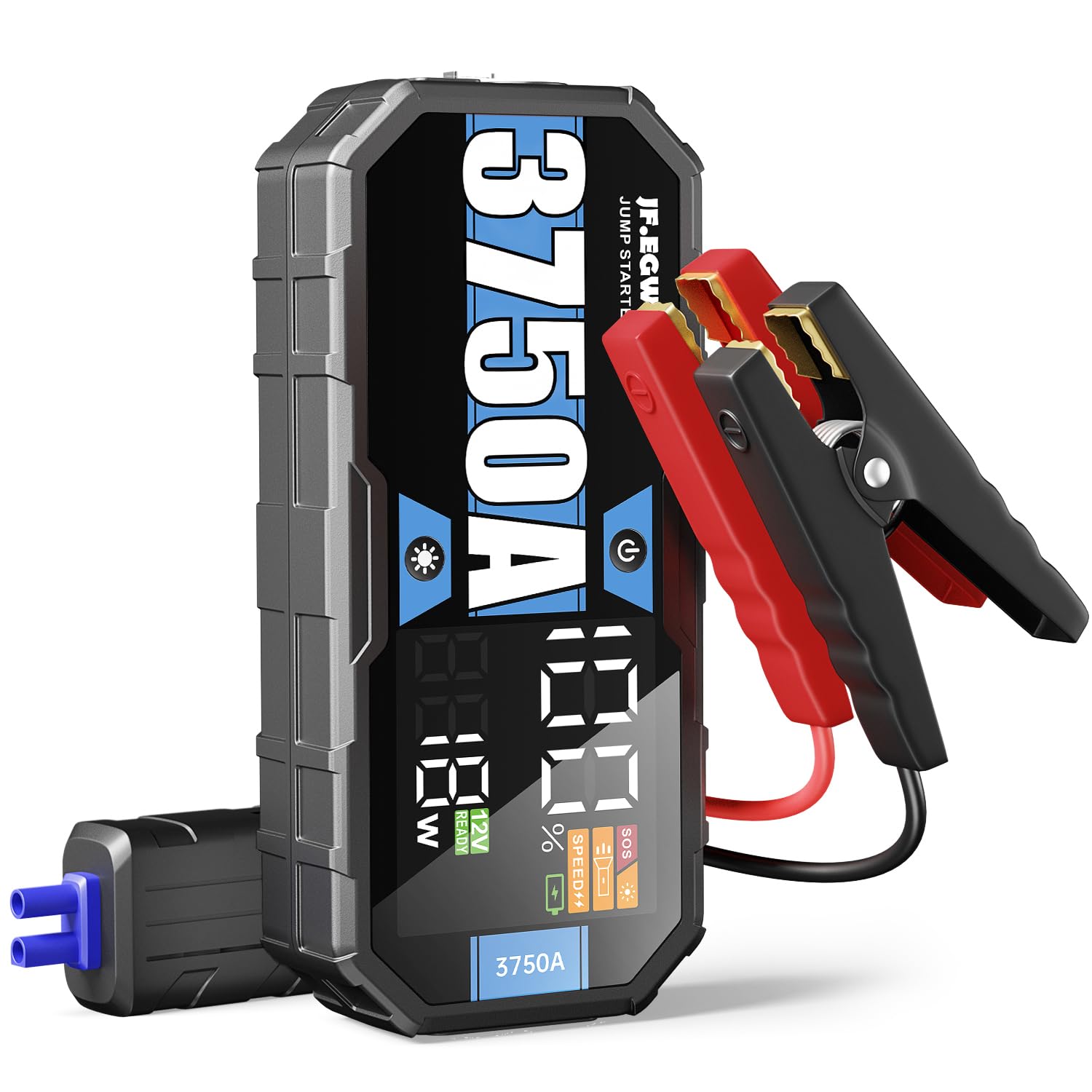 JF.EGWO Starthilfe Powerbank, F40 3750A 22000mah 12V (9L Benzin und Bis Zu 8L-Diesel) Supersafe Tragbare Auto Batterie Booster und Intelligentes Starthilfe Starthilfegerät mit LED Taschenlampe von JF.EGWO