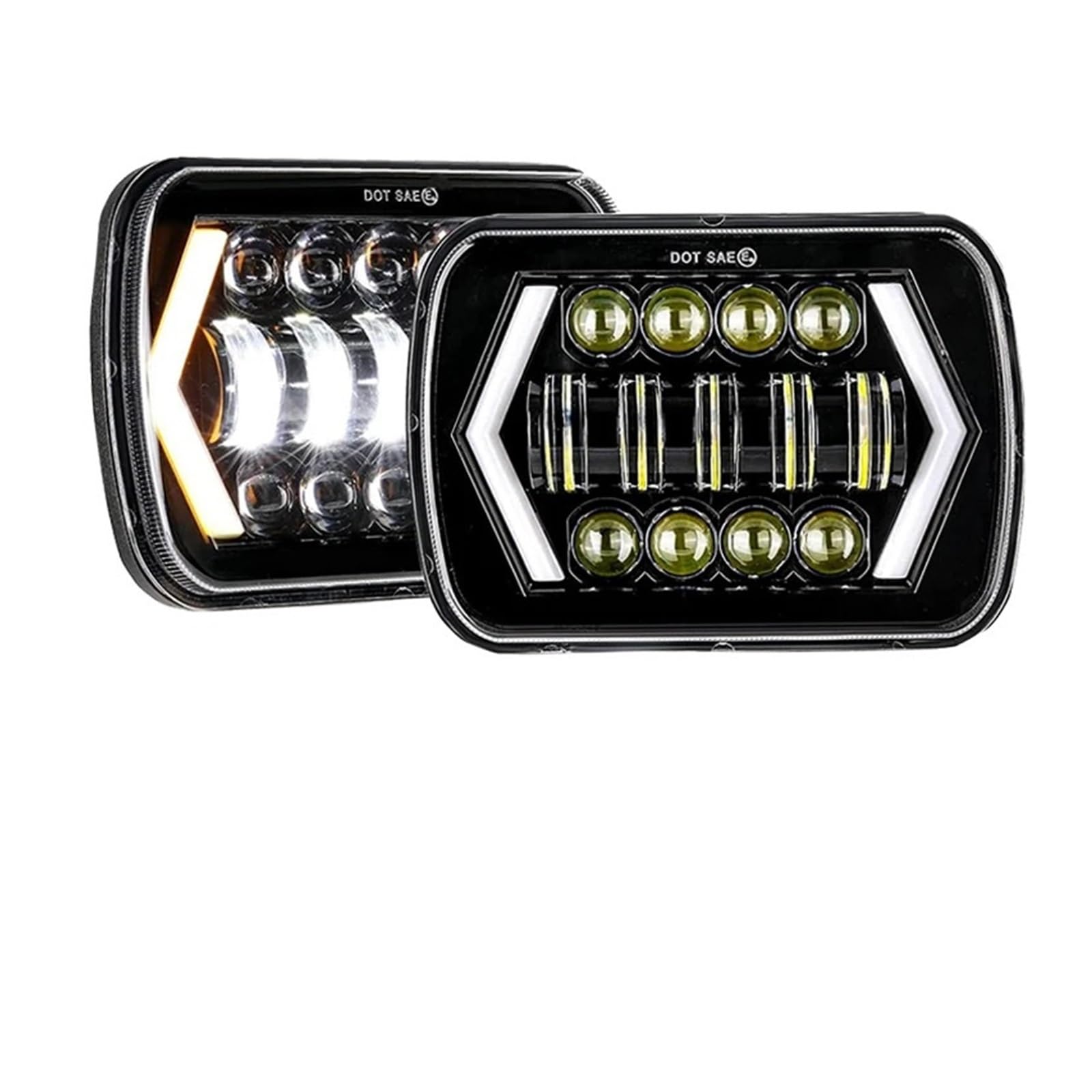 2 stücke 180W DOT Helle Blendschutz H6054 5x7 7x6 Led-scheinwerfer DRL Blinker Hallo/Abblendlicht Kompatibel for Jeep Cherokee XJ Wrangler YJ Ford(B) von JFAQIPEI