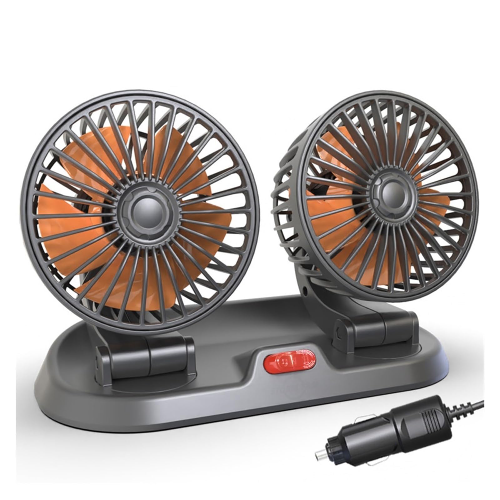 5V 12V 24V Auto Lüfter Kühlung Dual Head 2 Geschwindigkeiten 360 Grad Einstellbar Auto Kühler Luft fan Auto Zubehör Wind Regulierung(24V Orange) von JFAQIPEI