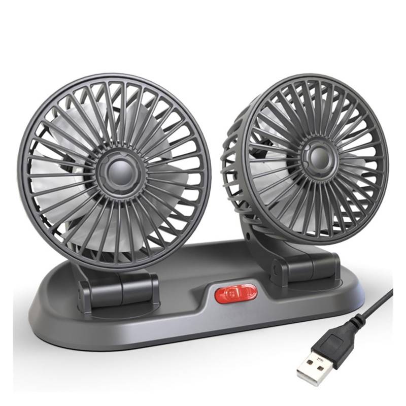 5V 12V 24V Auto Lüfter Kühlung Dual Head 2 Geschwindigkeiten 360 Grad Einstellbar Auto Kühler Luft fan Auto Zubehör Wind Regulierung(USB 5V Black) von JFAQIPEI