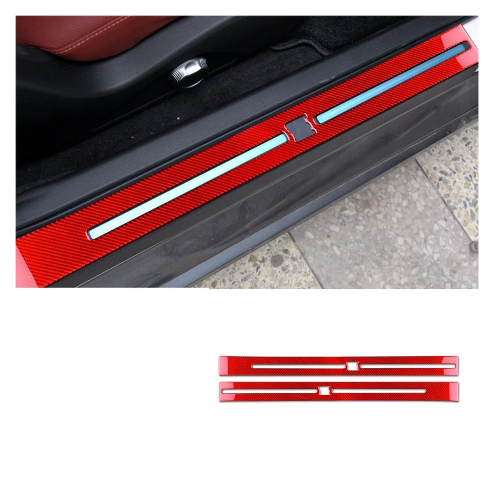 Airspeed Kohlefaser, kompatibel for Nissan GTR R35 2008–2016, Zubehör, Innenverkleidung, Auto-Türschwellen, Platte, Schutz, Abdeckung, Aufkleber(Red Carbon) von JFAQIPEI