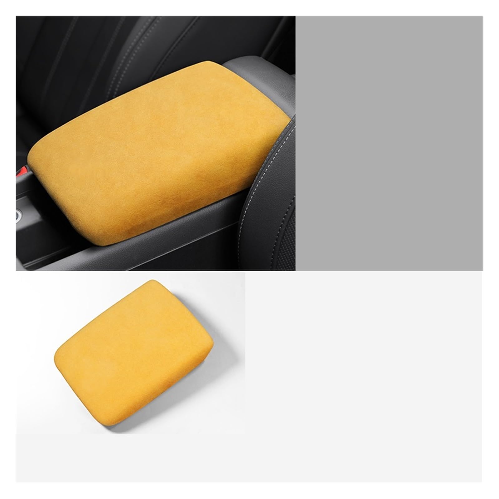 Alcantara kompatibel for Audi A4 B9 A5 Sportback S4 S5 2017–2021, Auto-Armlehnen-Aufbewahrungsbox, Panel-Abdeckung, Zieraufkleber, Auto-Innenzubehör(Yellow) von JFAQIPEI