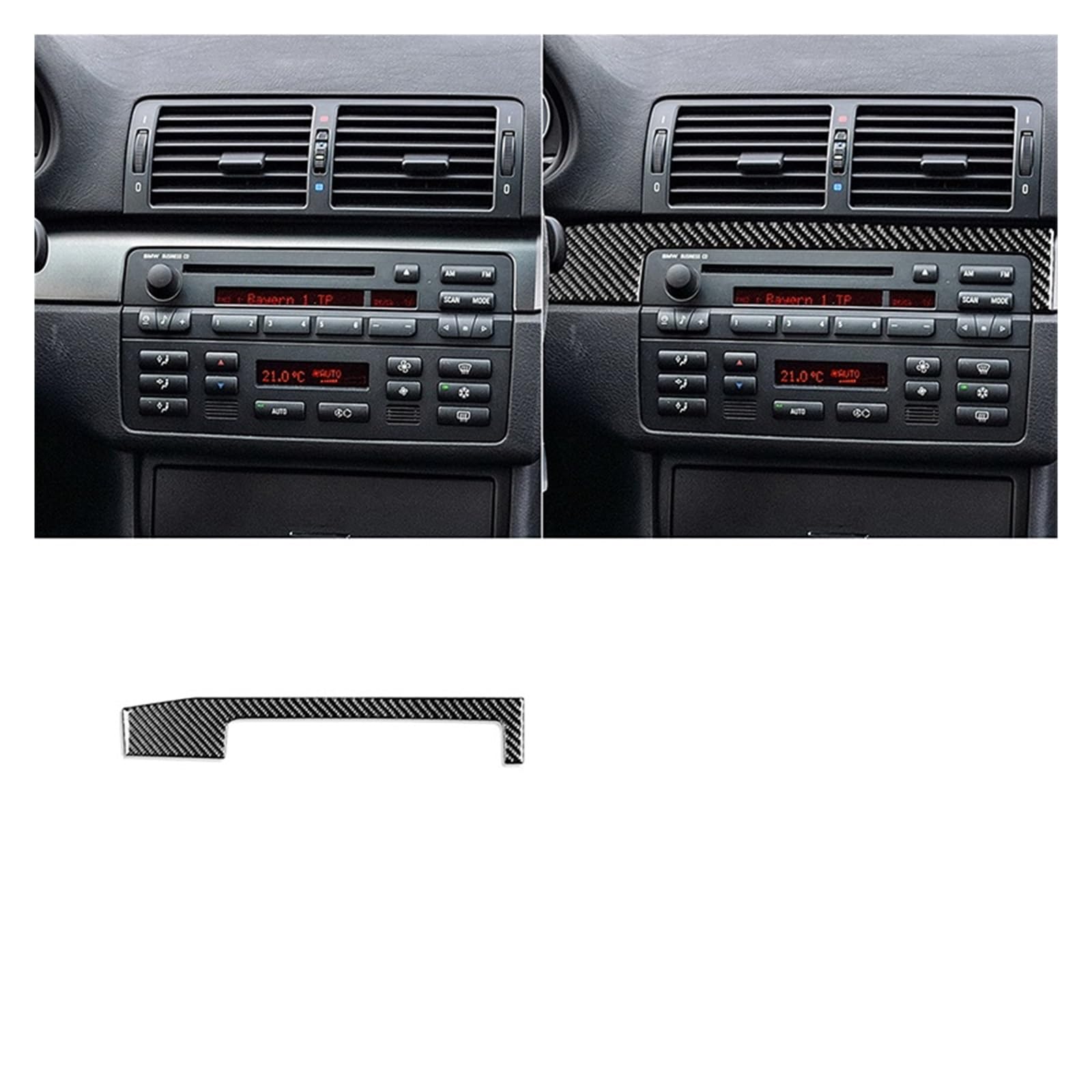 Armaturenbrett-Dekorationsstreifen-Set, echte Kohlefaser-Aufkleber, Zierabdeckung, kompatibel for BMW E46 1998–2005, Auto-Innen-Styling-Zubehör(Central LHD) von JFAQIPEI