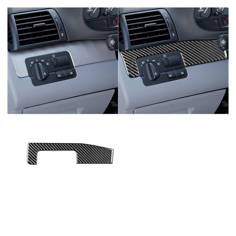 Armaturenbrett-Dekorationsstreifen-Set, echte Kohlefaser-Aufkleber, Zierabdeckung, kompatibel for BMW E46 1998–2005, Auto-Innen-Styling-Zubehör(Driver Side LHD) von JFAQIPEI