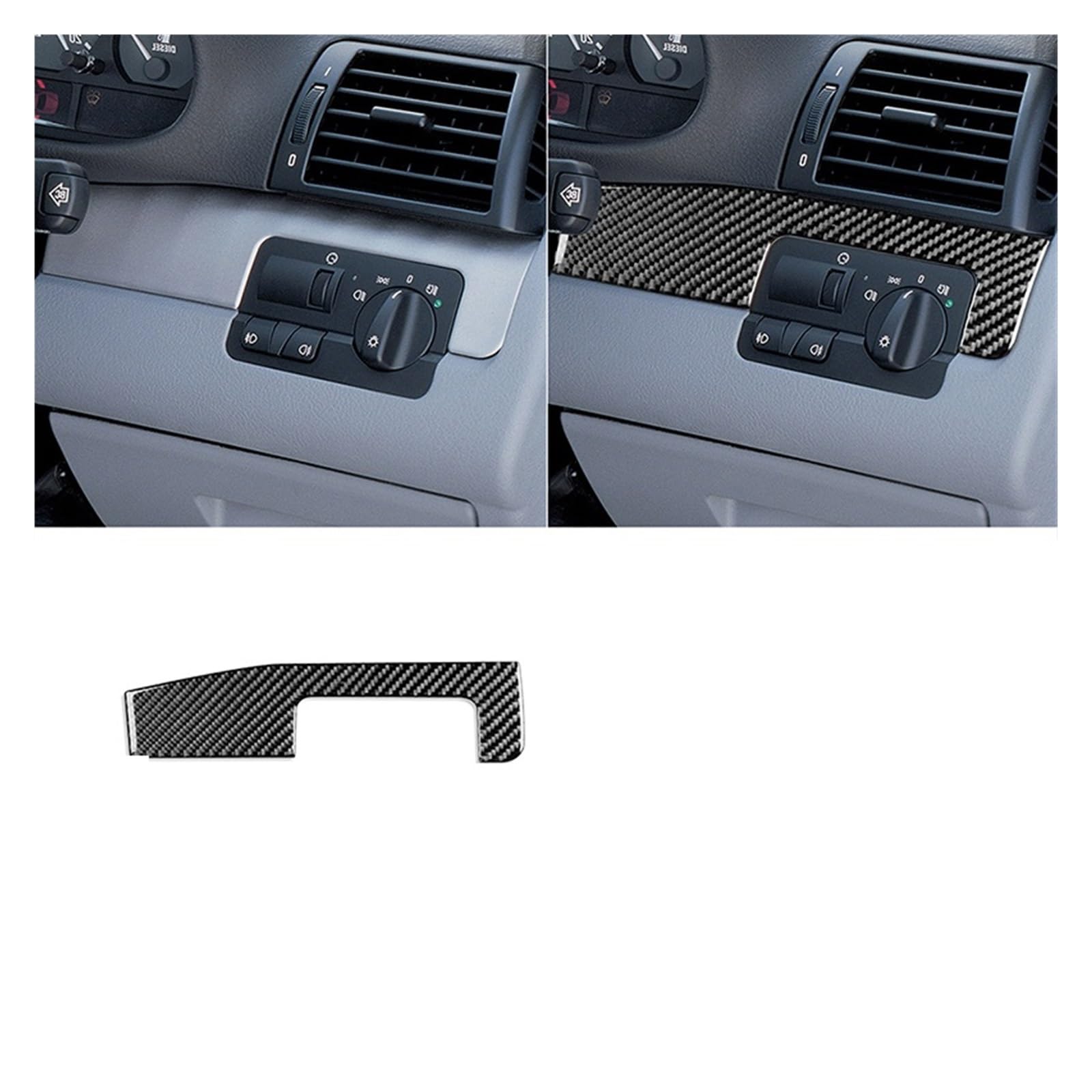 Armaturenbrett-Dekorationsstreifen-Set, echte Kohlefaser-Aufkleber, Zierabdeckung, kompatibel for BMW E46 1998–2005, Auto-Innen-Styling-Zubehör(Driver Side RHD) von JFAQIPEI