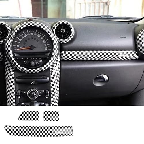 Auto-Armaturenbrett-Dekorationsaufkleber, kompatibel for Mini Cooper S JCW R60 R61 Countryman, Auto-Modifikation, Innenschutz-Zubehör(Black White-A) von JFAQIPEI