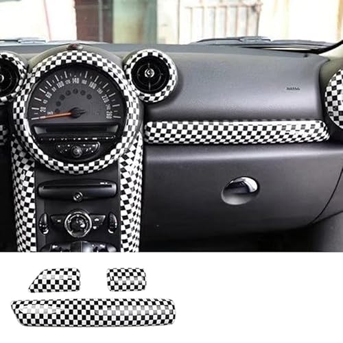 Auto-Armaturenbrett-Dekorationsaufkleber, kompatibel for Mini Cooper S JCW R60 R61 Countryman, Auto-Modifikation, Innenschutz-Zubehör(Black White-B) von JFAQIPEI