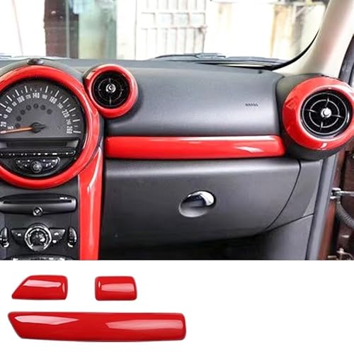 Auto-Armaturenbrett-Dekorationsaufkleber, kompatibel for Mini Cooper S JCW R60 R61 Countryman, Auto-Modifikation, Innenschutz-Zubehör(Red-B) von JFAQIPEI