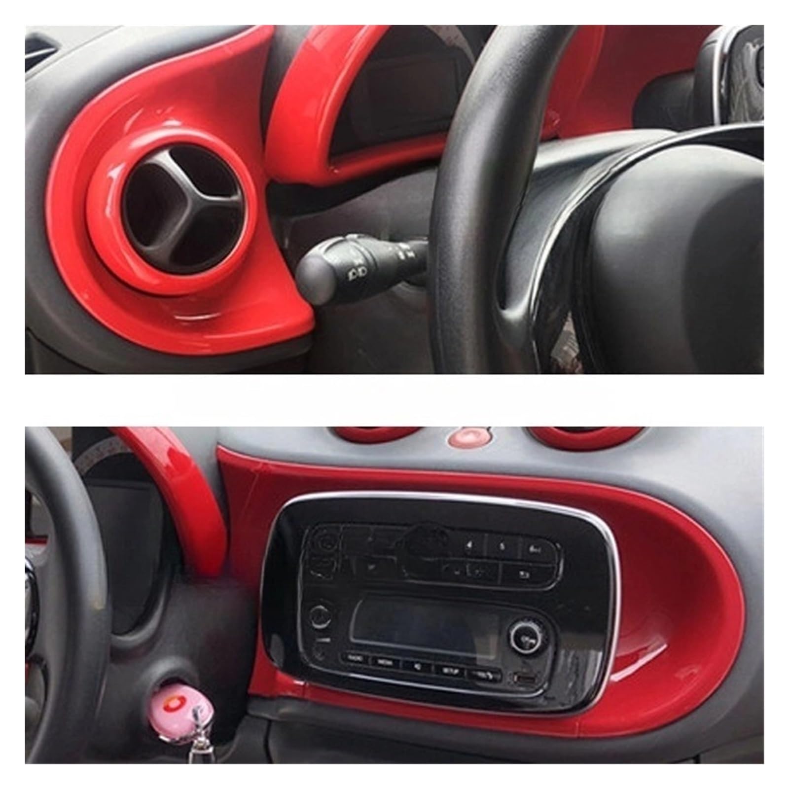 Auto Center Control Panel Dekorative Rahmen Schutz Aufkleber Kompatibel for Mercedes SMART 453 Fortwo Forfour Auto Zubehör Innen(Red) von JFAQIPEI