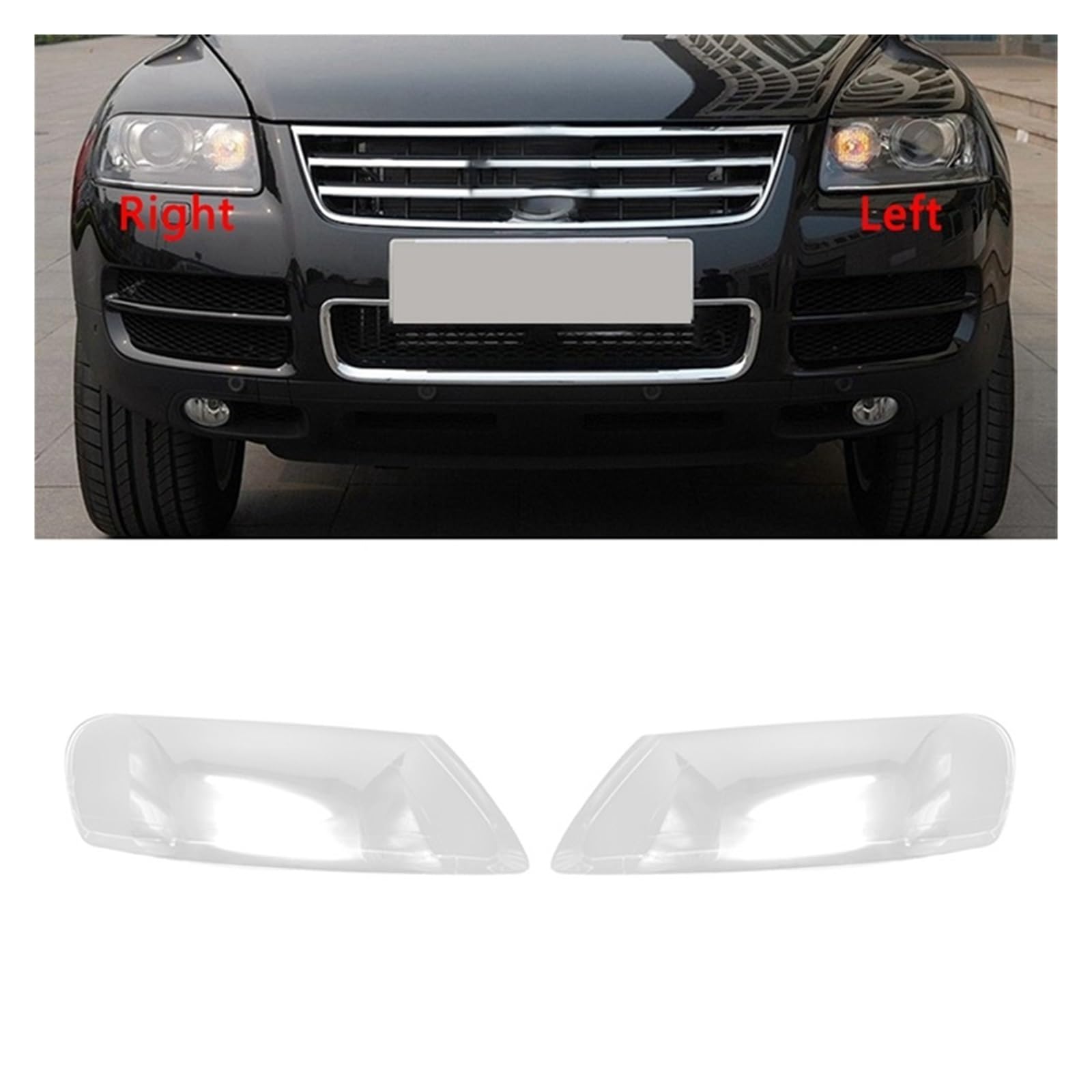 Auto Front Scheinwerfer Shell Objektiv Abdeckung Lampenschirm Kompatibel for VW Touareg 2003 2004 2005 2006 Scheinwerfer Transparent Shell(Left) von JFAQIPEI