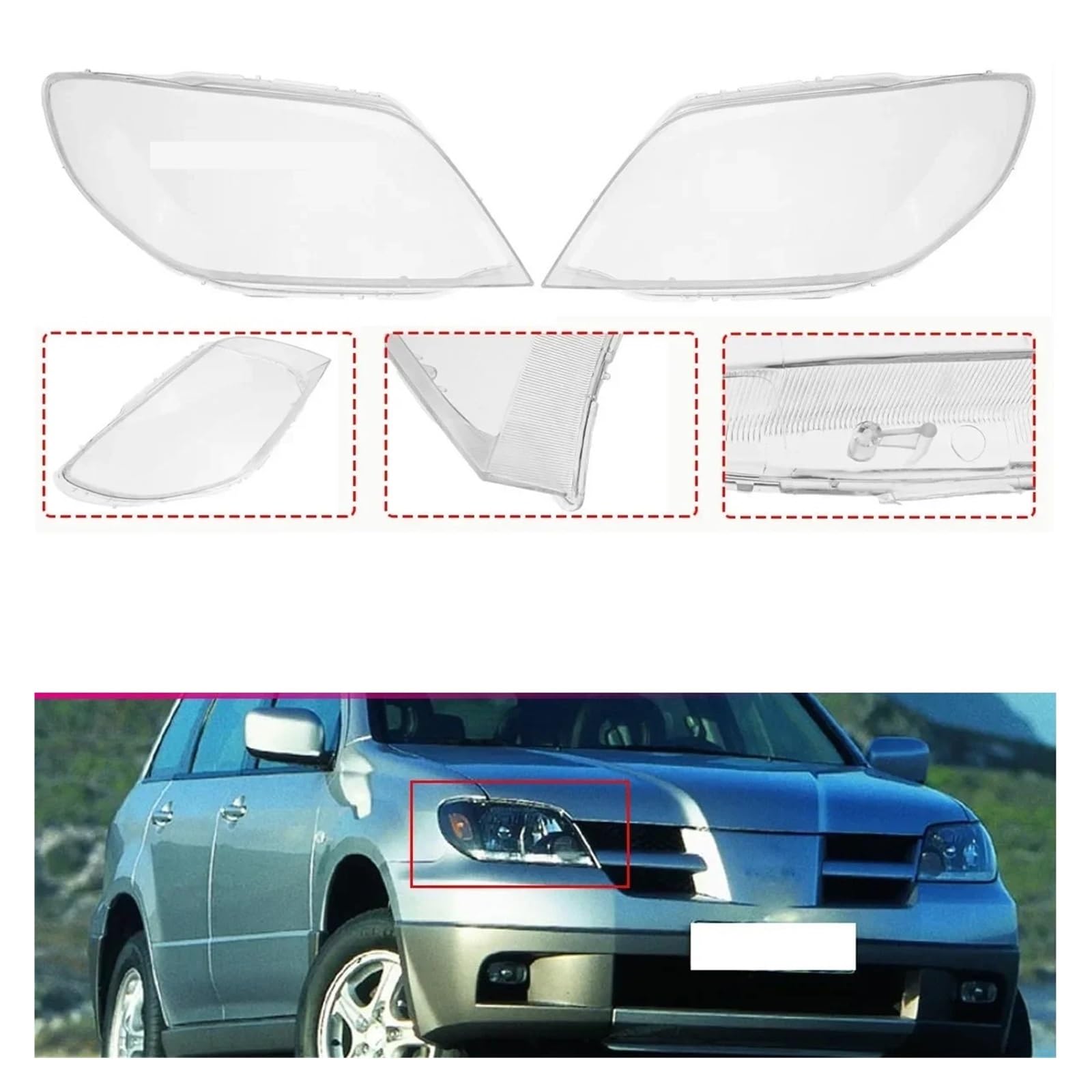 Auto-Frontscheinwerfer-Scheinwerfer-Abdeckungslinse, kompatibel for Mitsubishi Outlander 2004 2005 2006, klare Schale, transparente Lampenschirm-Shell-Abdeckung(Only Left) von JFAQIPEI