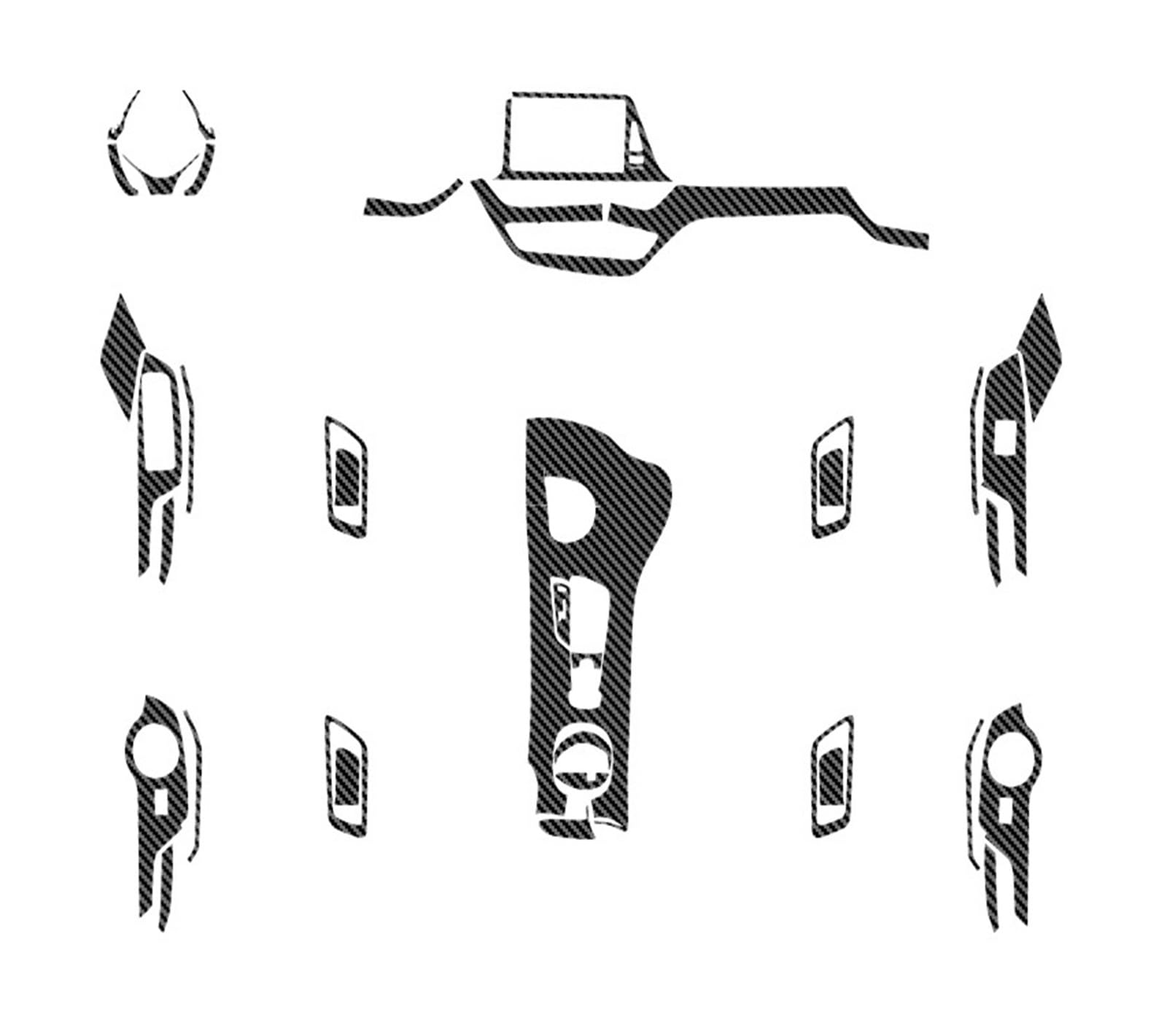 Auto-Innenaufkleber, kompatibel for Toyota CHR AX10 2017–2025, Hebefenster-Panel-Aufkleber, Getriebe, Armaturenbrett, Schutzfolie, Auto-Zubehör(Carbon Black) von JFAQIPEI