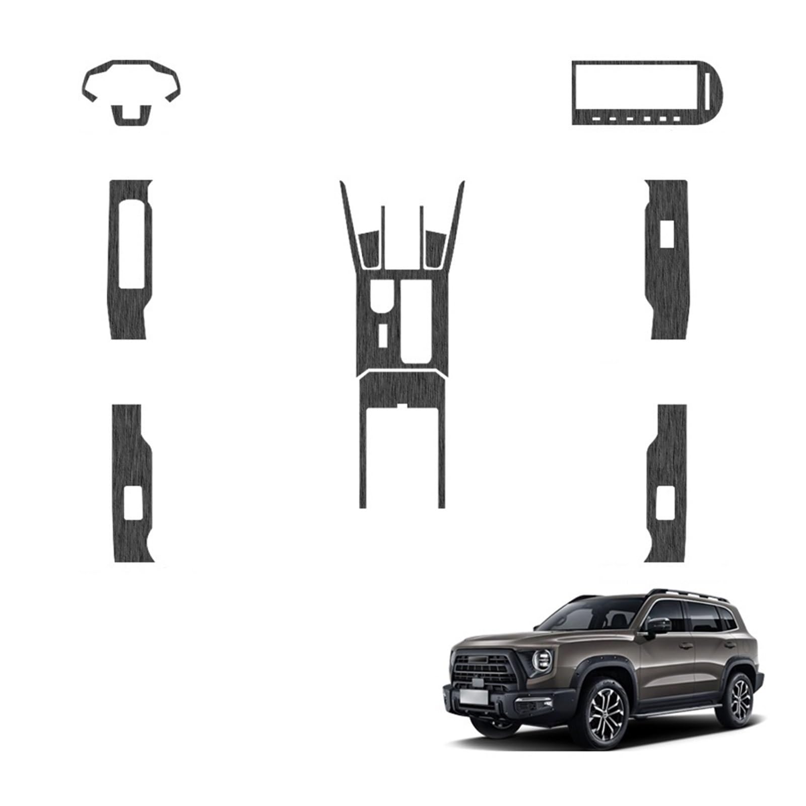 Auto-Innenaufkleber, kompatibel mit Great Wall Haval Dargo 2021–2025, Hebefenster-Panel-Aufkleber, Getriebe-Schutzfolie, Auto-Zubehör(Black) von JFAQIPEI